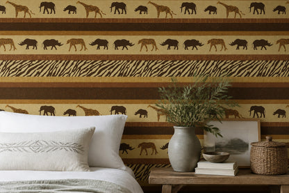 African Safari Wallpaper Wild Animals Zebra Stripe Removable Wall Decor