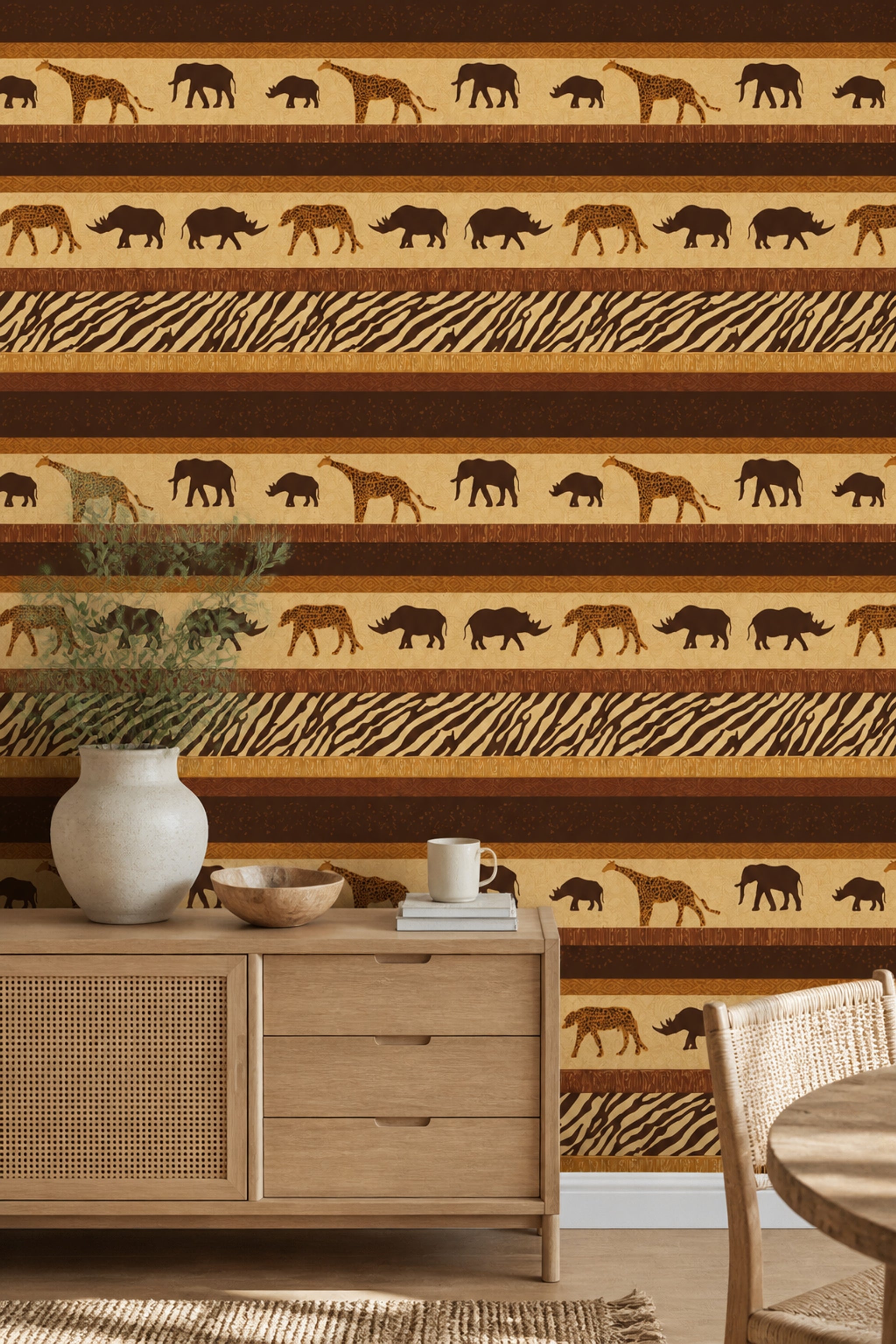 African Safari Wallpaper Wild Animals Zebra Stripe Removable Wall Decor
