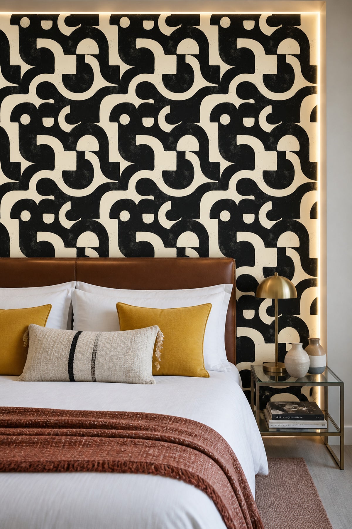 Black And Cream Wallpaper Bold Shapes Removable Distressed Texture Wall Double Roll