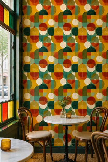 Mid-Century Modern Wallpaper Retro Removable Geometric Wall Double Roll