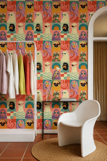 Patchwork Wallpaper Bright Whimsical Removable Wall Decor