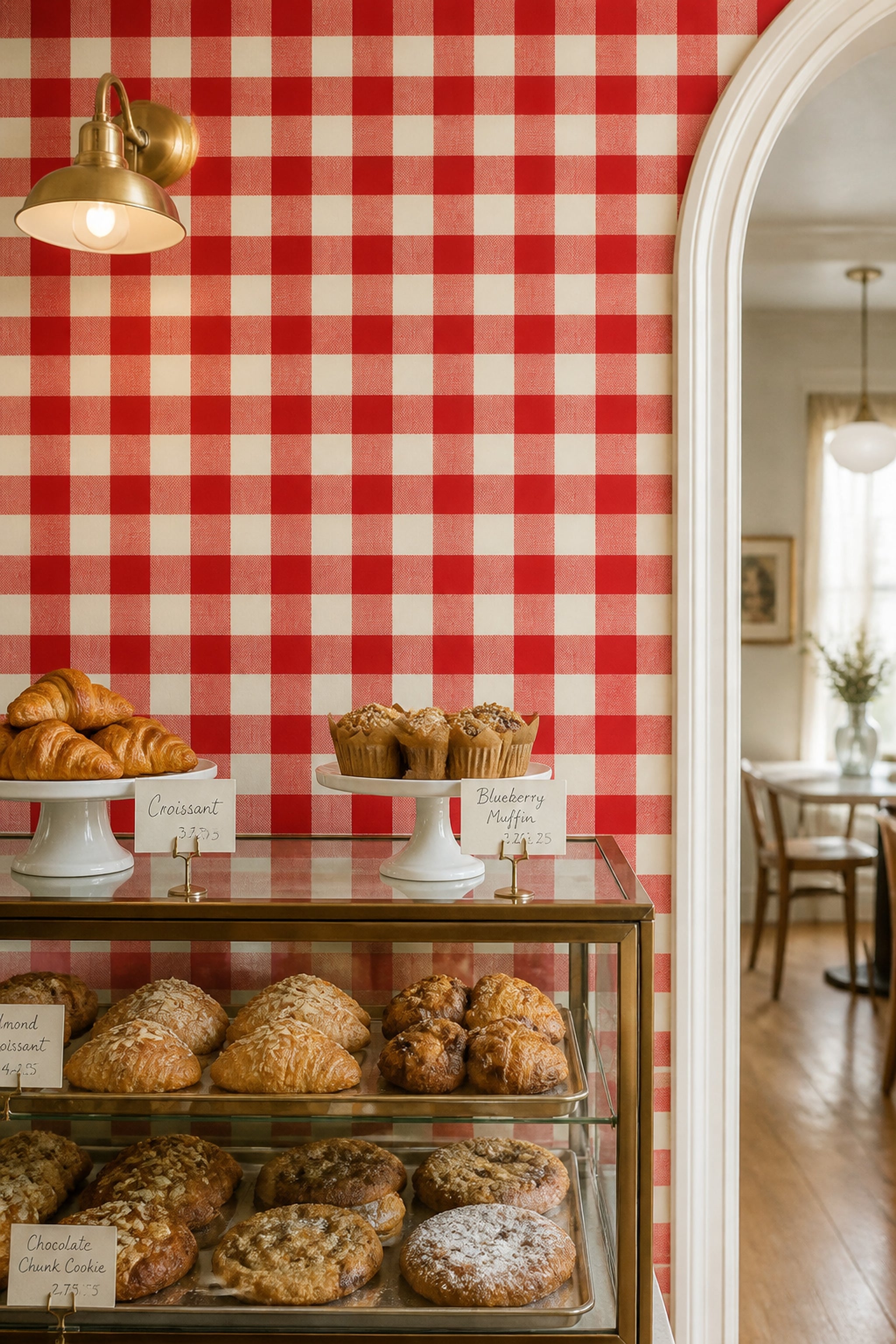 Red Gingham Wallpaper Buffalo Check Plaid Removable Wall Decor