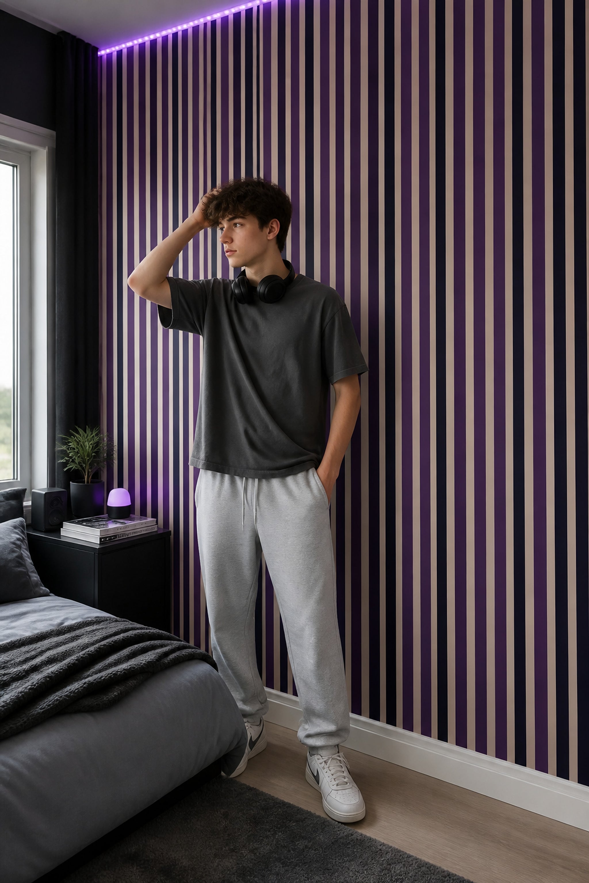 Vertical Stripes Wallpaper Striped Wallpaper Removable Geometric Wall Double Roll