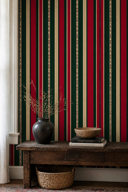 Dark Striped Wallpaper Tribal Border Geometric Textile Removable Wall Decor