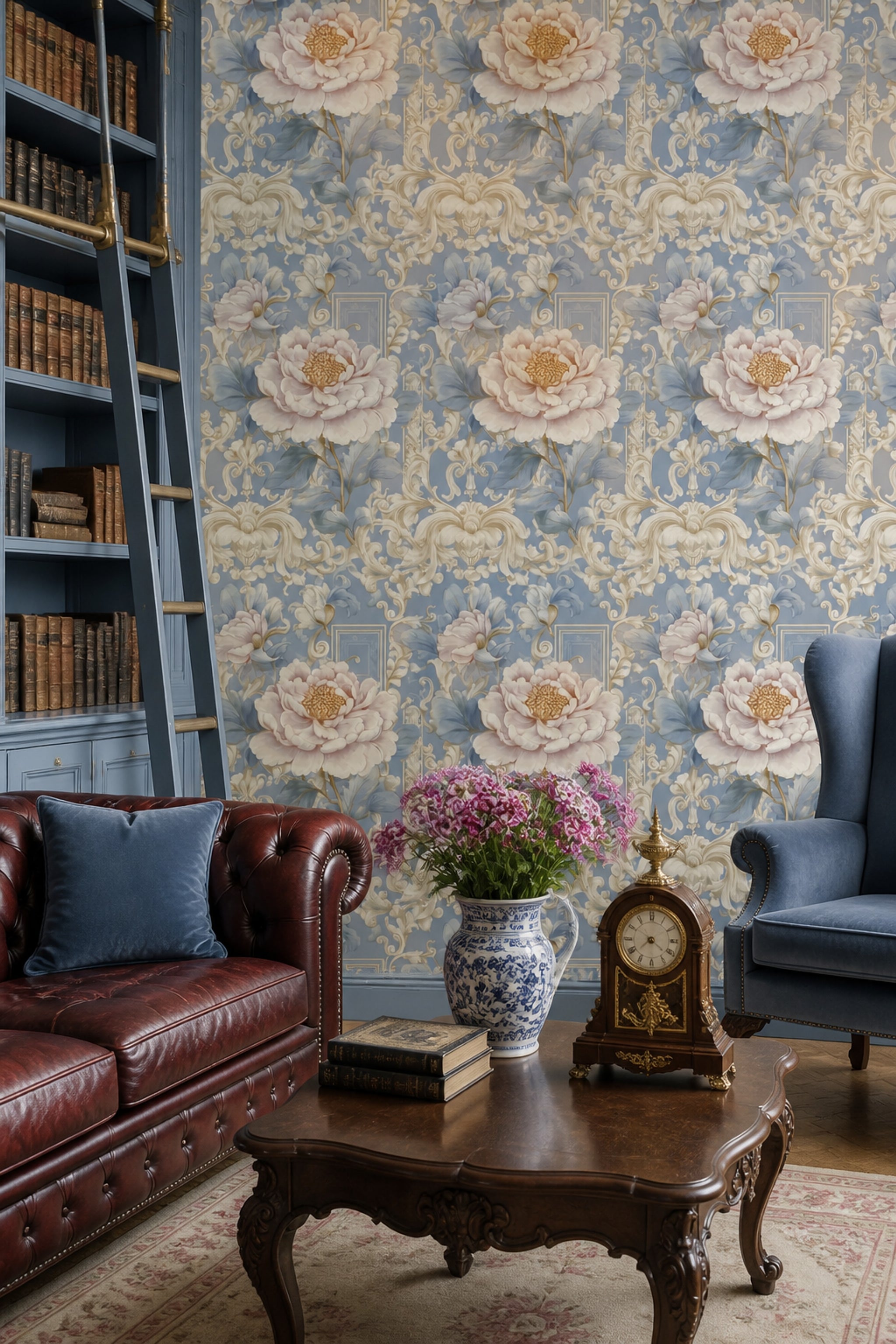 Peony Wallpaper Floral Removable Baroque Wall Double Roll
