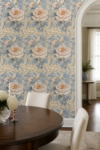 Peony Wallpaper Floral Removable Baroque Wall Double Roll