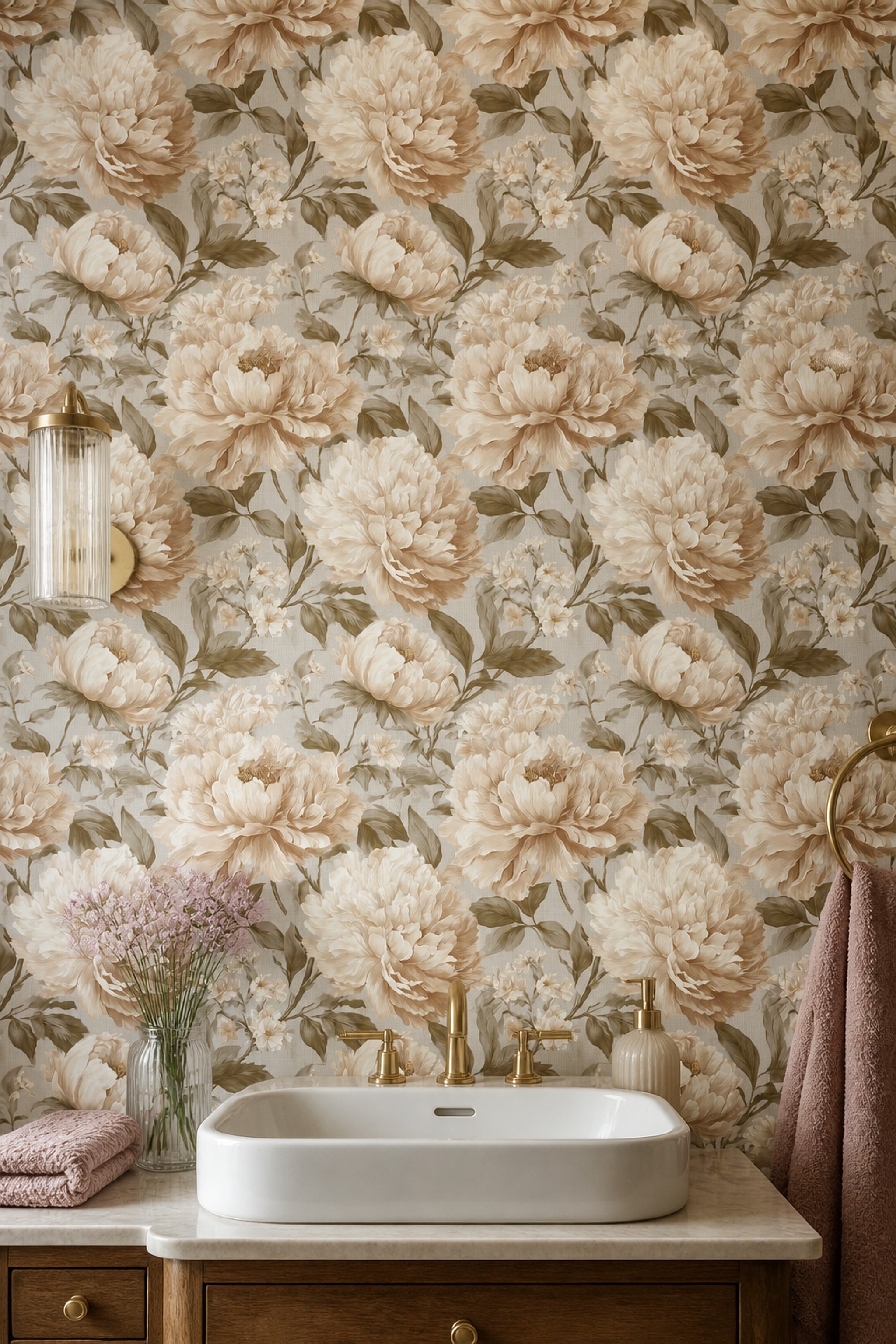 Peony Wallpaper Botanical Removable Vintage Wall Double Roll