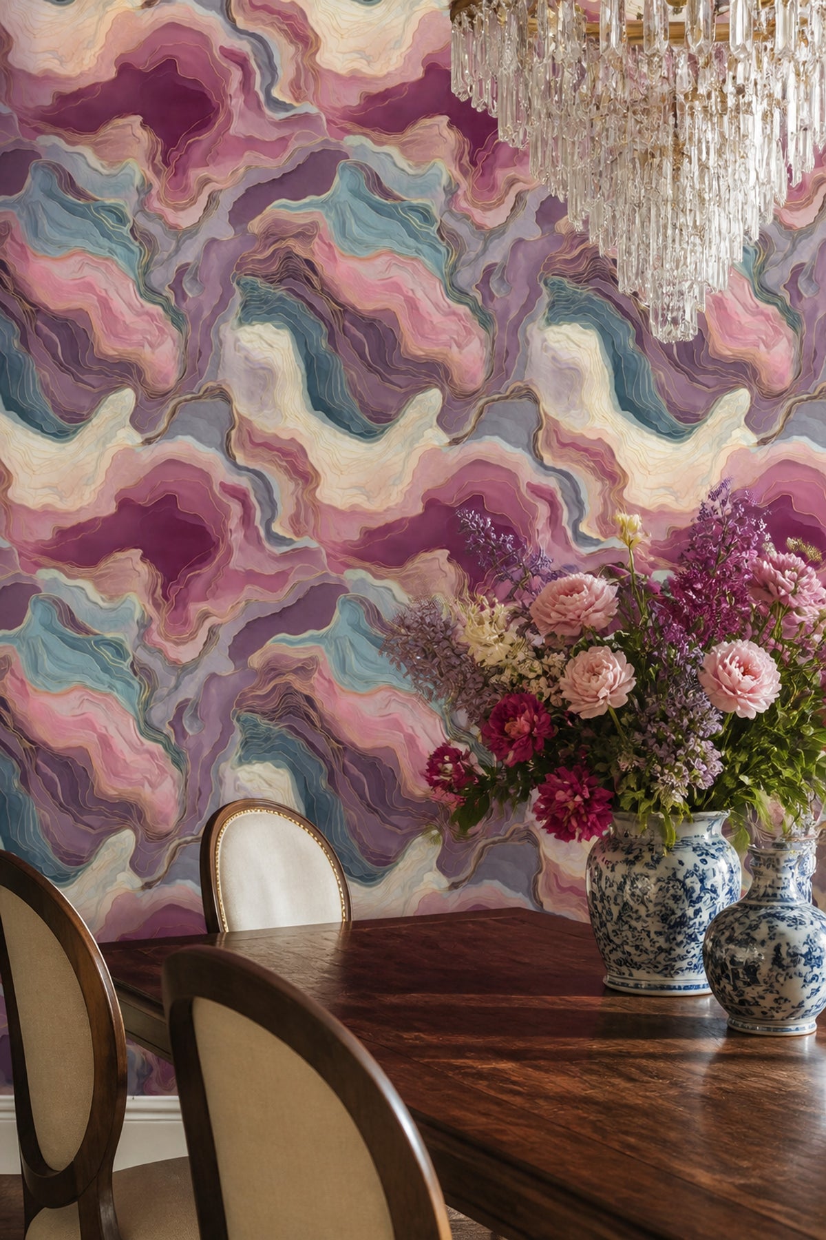 Marble Wallpaper Abstract Pink Decorative Mural