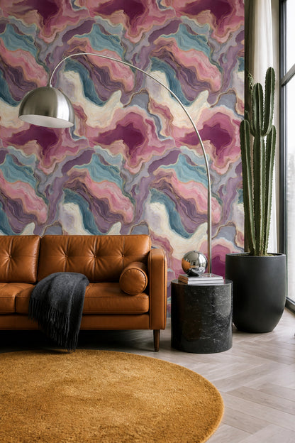 Marble Wallpaper Abstract Pink Decorative Mural