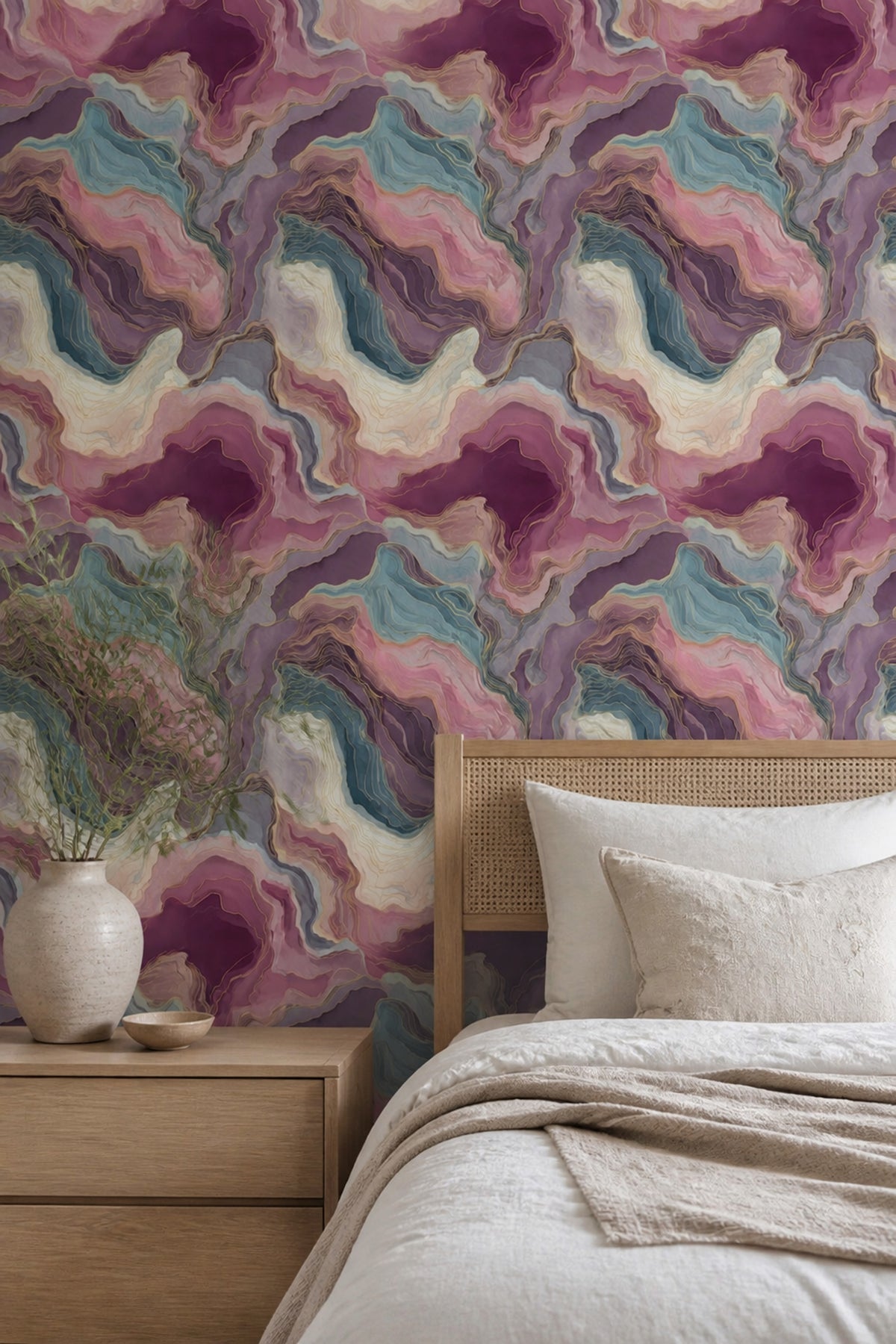 Marble Wallpaper Abstract Pink Decorative Mural