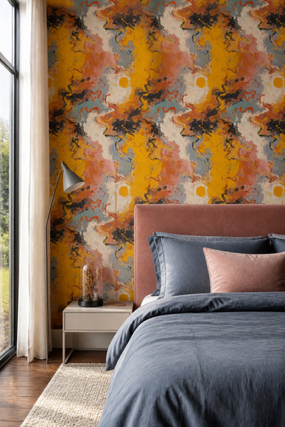 Fluid Art Wallpaper Marbled Removable Modern Wall Double Roll