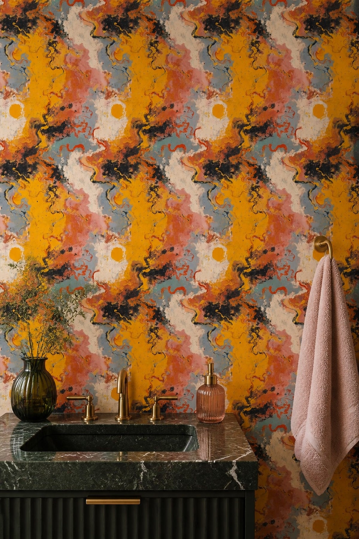Fluid Art Wallpaper Marbled Removable Modern Wall Double Roll