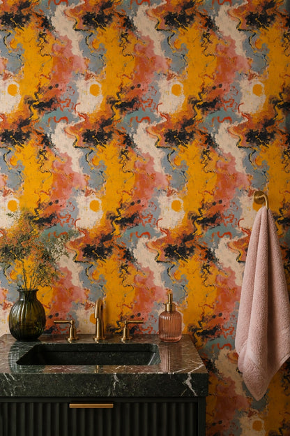 Fluid Art Wallpaper Marbled Removable Modern Wall Double Roll