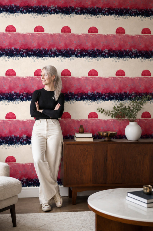 Abstract Wallpaper Geometric Circles Removable Wall Decor