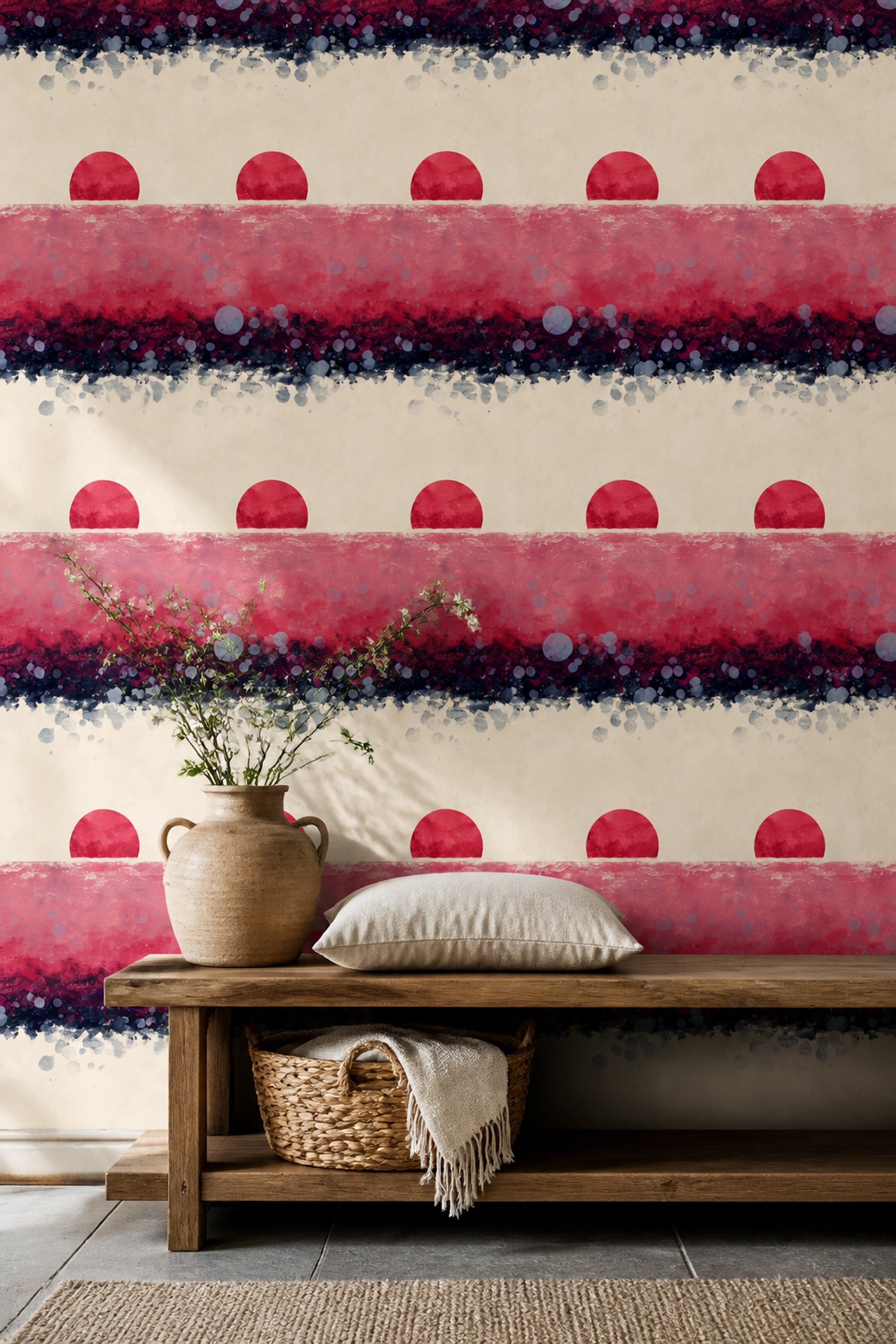 Abstract Wallpaper Geometric Circles Removable Wall Decor