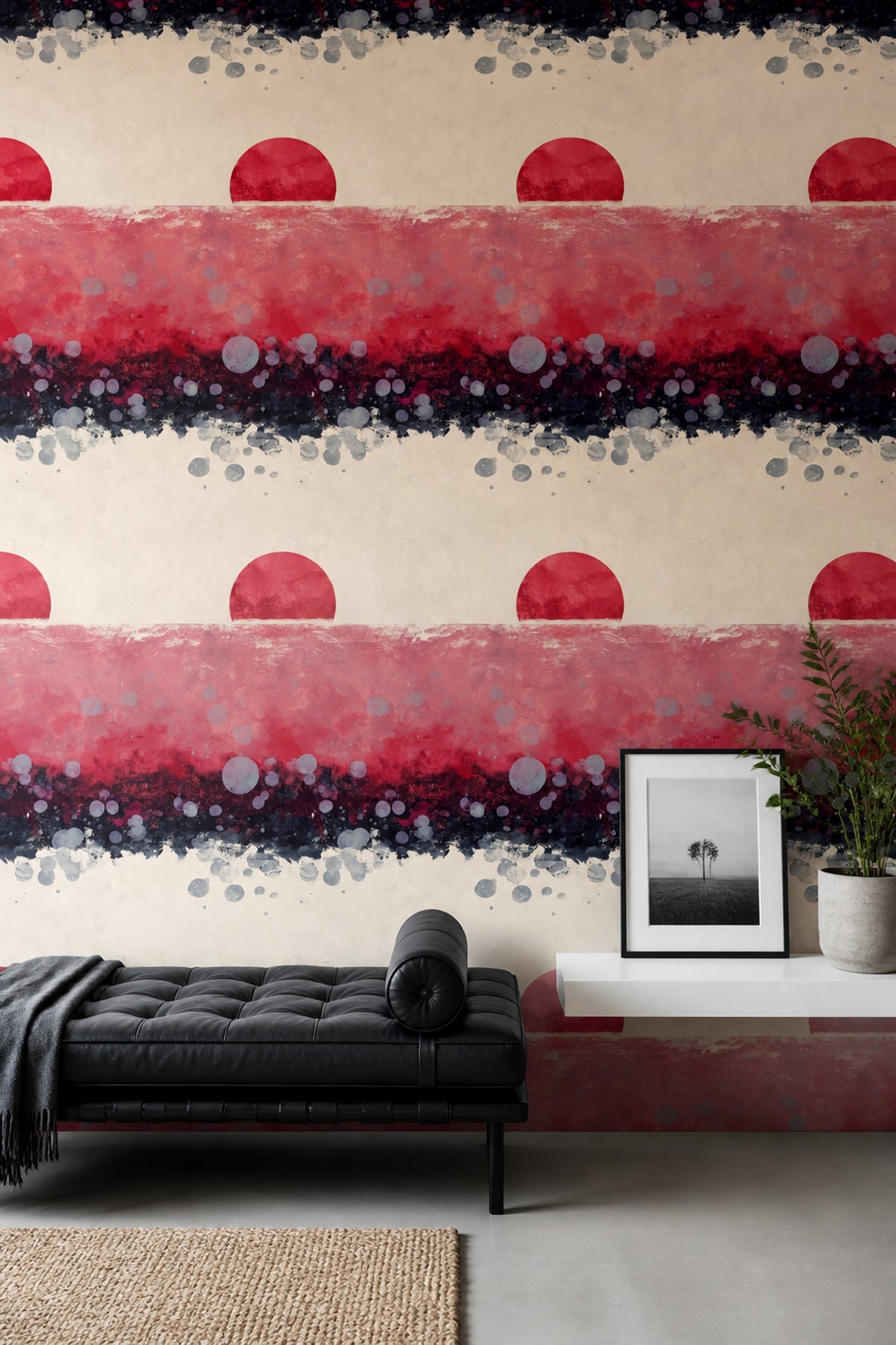 Abstract Wallpaper Geometric Circles Removable Wall Decor