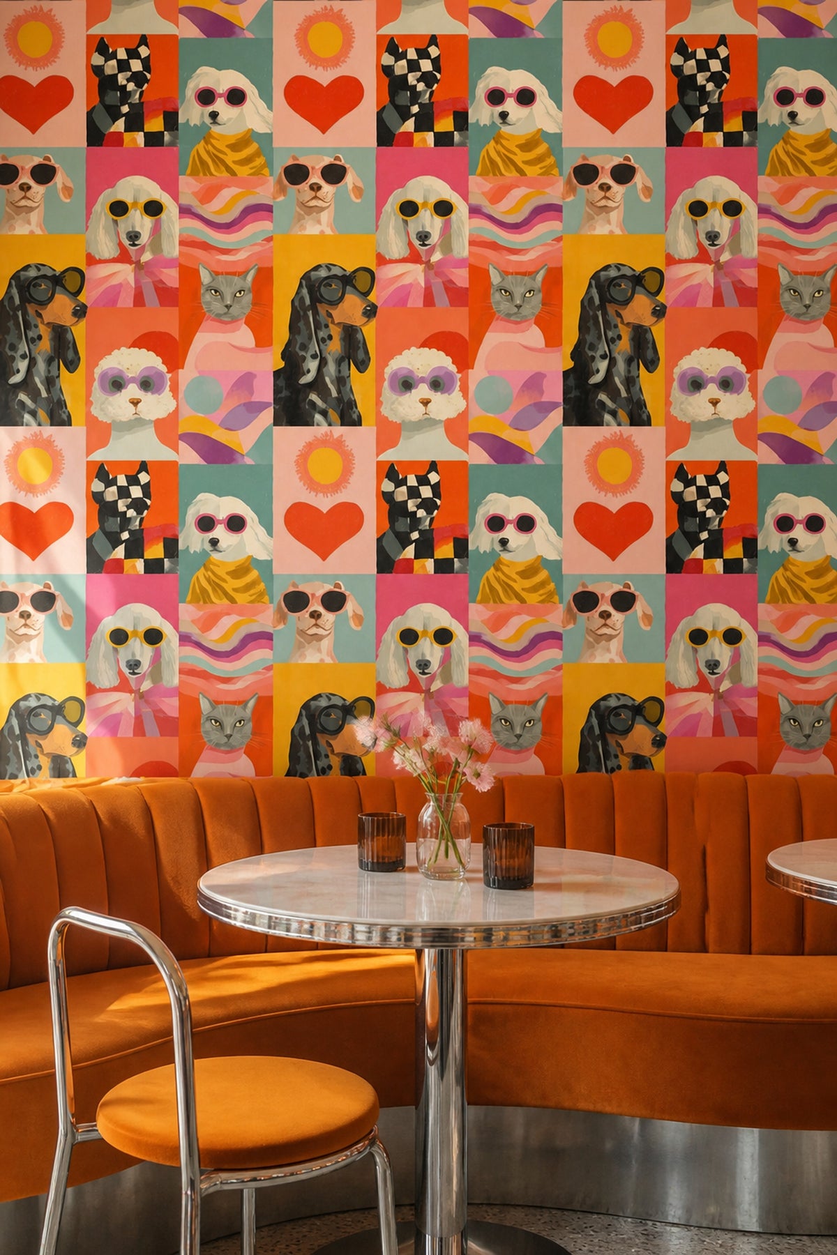 Colorful Pets Wallpaper Dogs Removable Cat Wall Double Roll