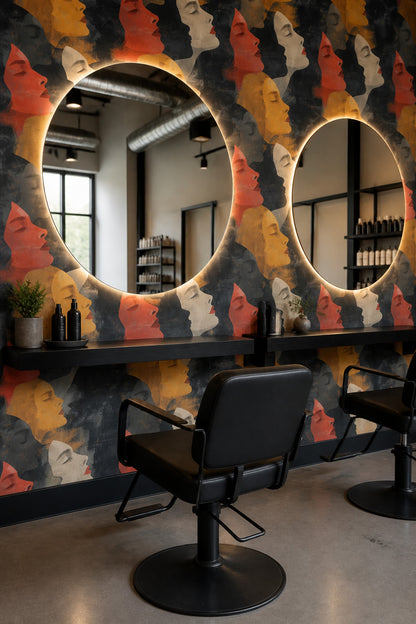 Abstract Faces Wallpaper Portrait Removable Female Profiles Wall Double Roll