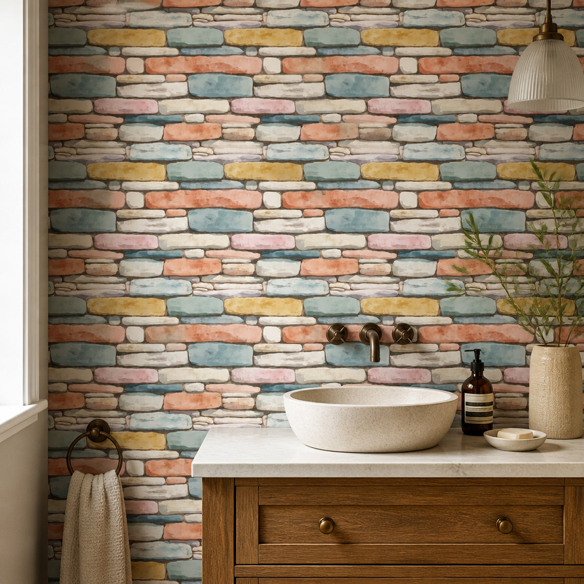 Watercolor Texture Wallpaper Stone Wall Removable Stone Wall Wall Double Roll