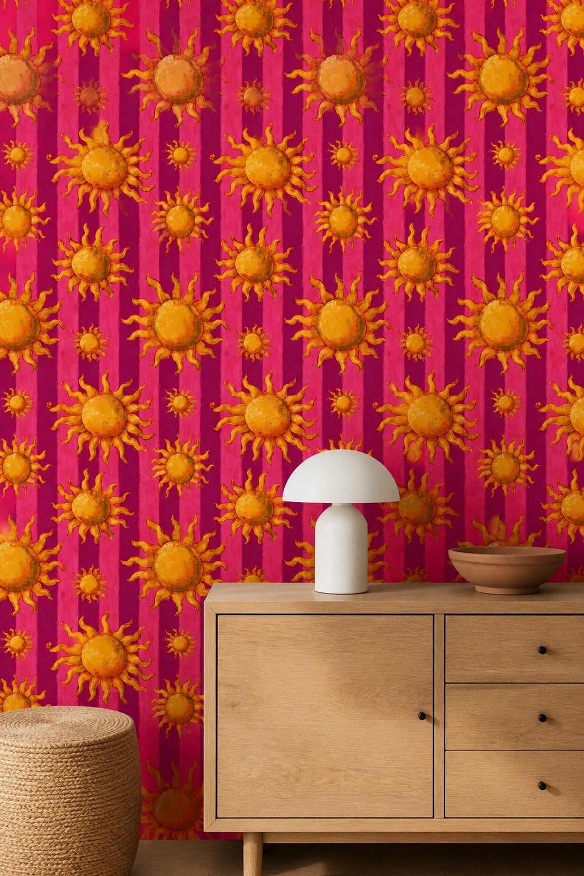 Grunge Texture Wallpaper Sunburst Retro Removable Wall Decor