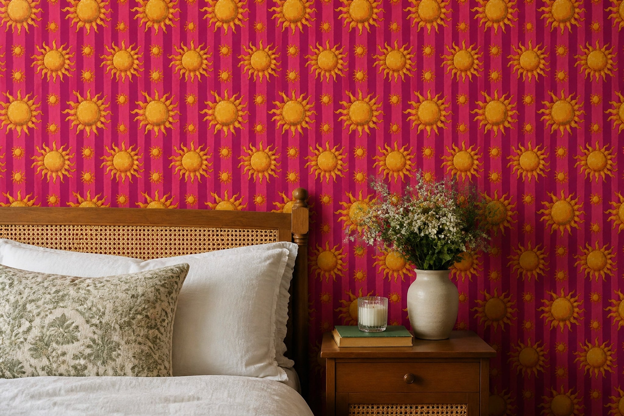 Grunge Texture Wallpaper Sunburst Retro Removable Wall Decor