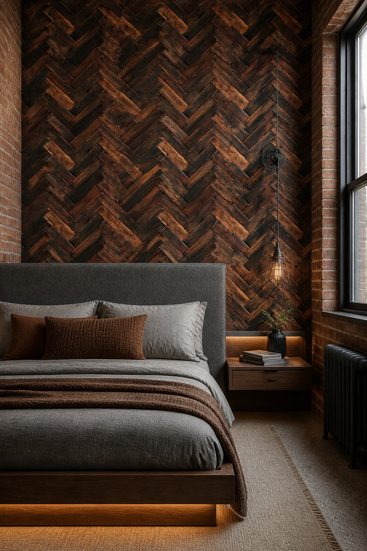 Herringbone Wallpaper Parquet Reclaimed Wood Removable Wall Decor