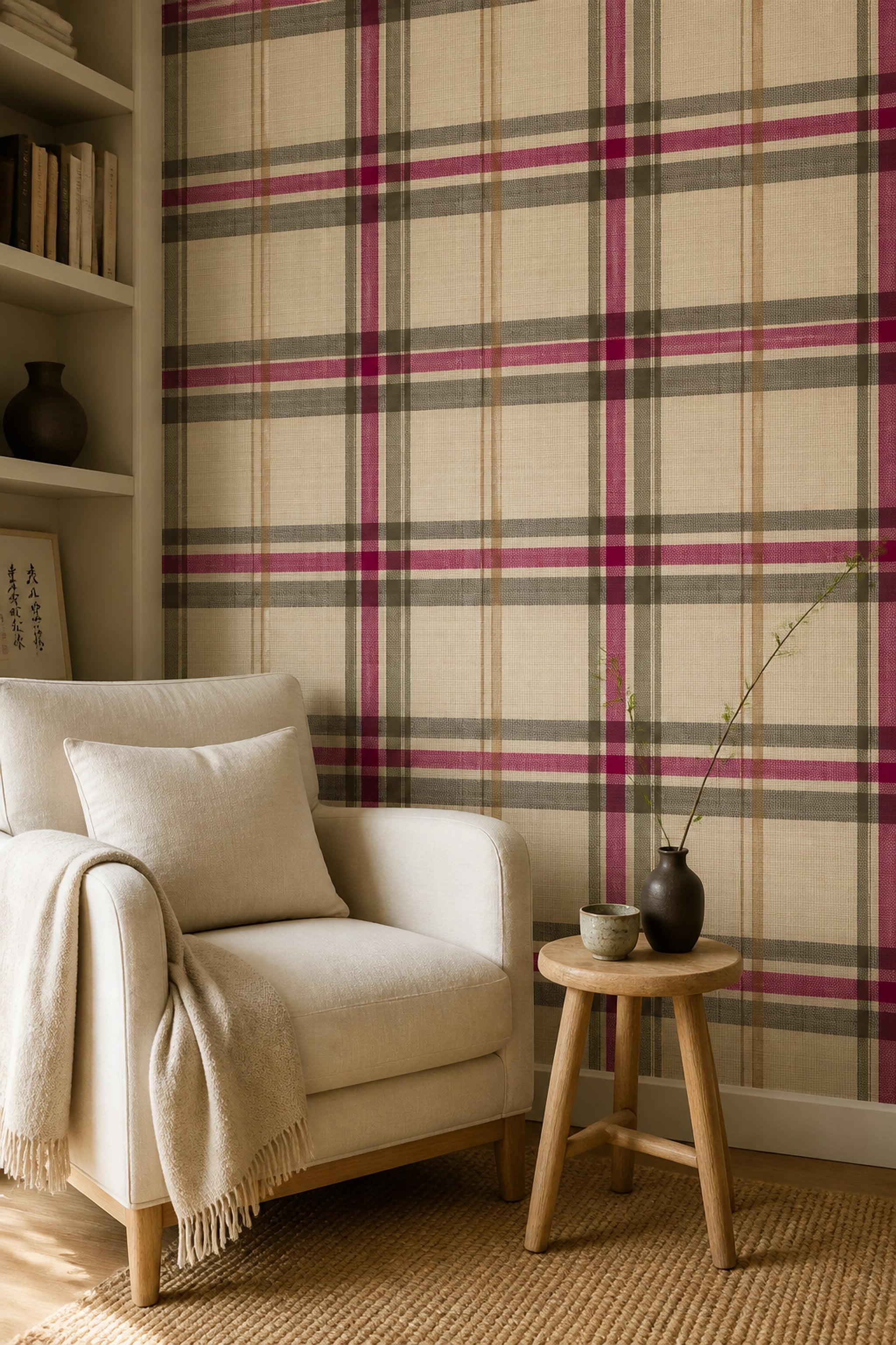 Plaid Wallpaper Tartan Woven Texture Decorative Mural