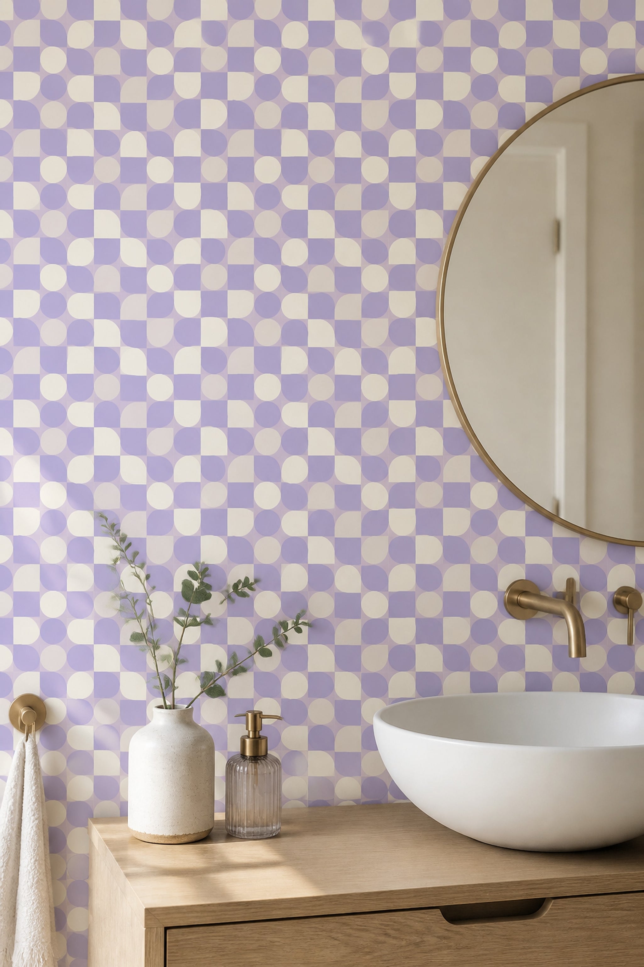 Abstract Pattern Wallpaper Geometric Blocks Pastel Decorative Mural