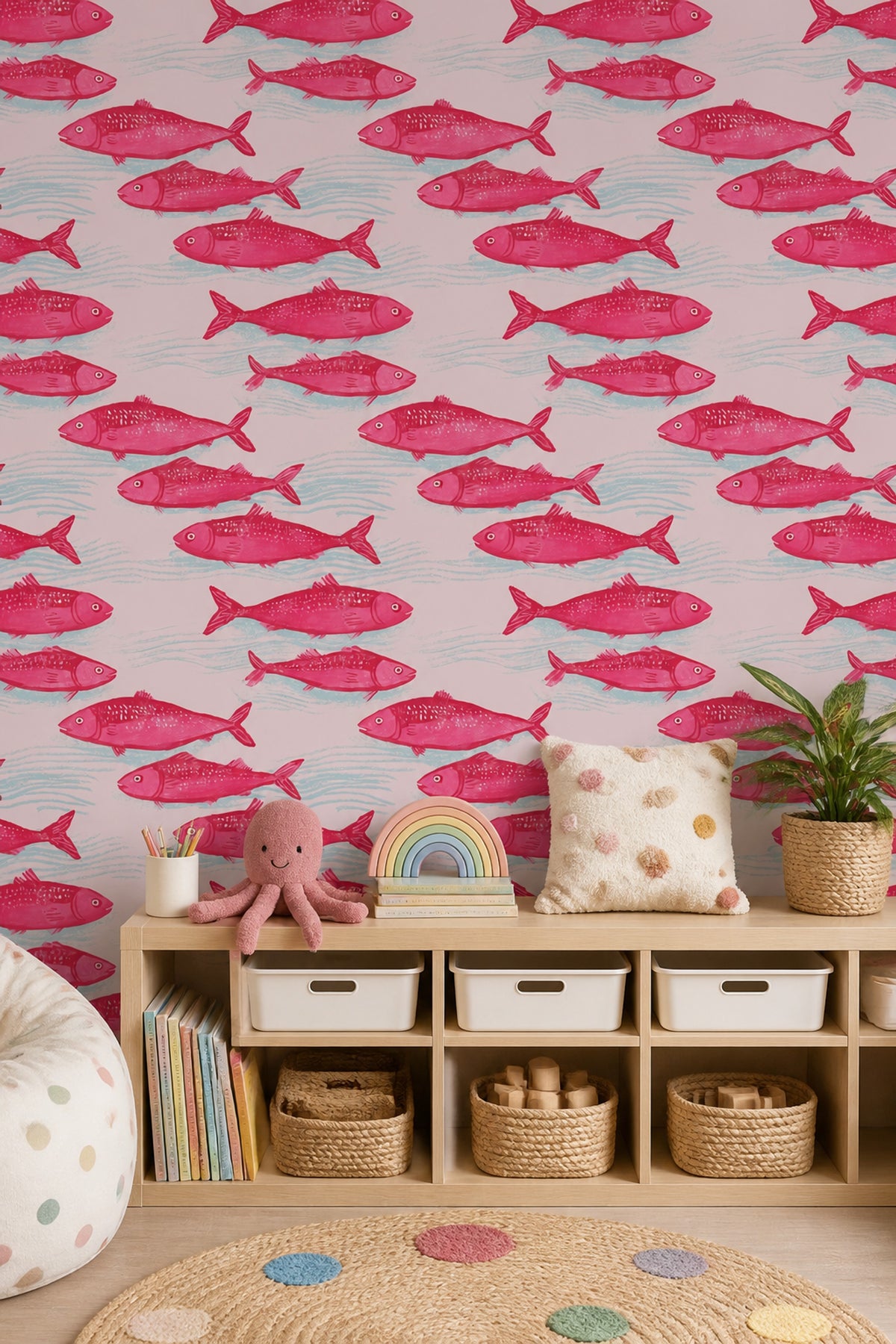 Fish Wallpaper Coastal Removable Aqua Water Wall Double Roll