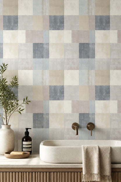 Geometric Wallpaper Abstract Removable Rectangles Wall Double Roll
