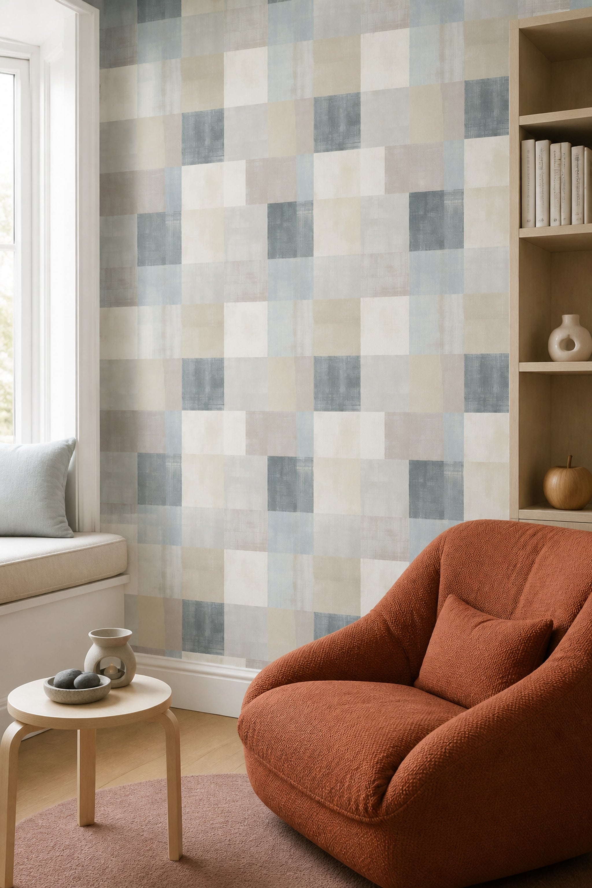 Geometric Wallpaper Abstract Removable Rectangles Wall Double Roll