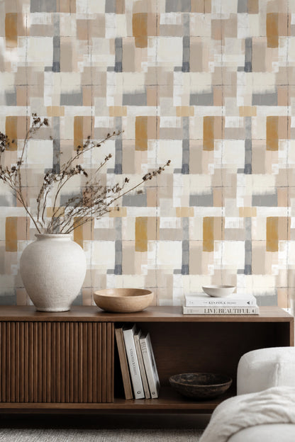 Geometric Wallpaper Abstract Neutral Removable Wall Decor