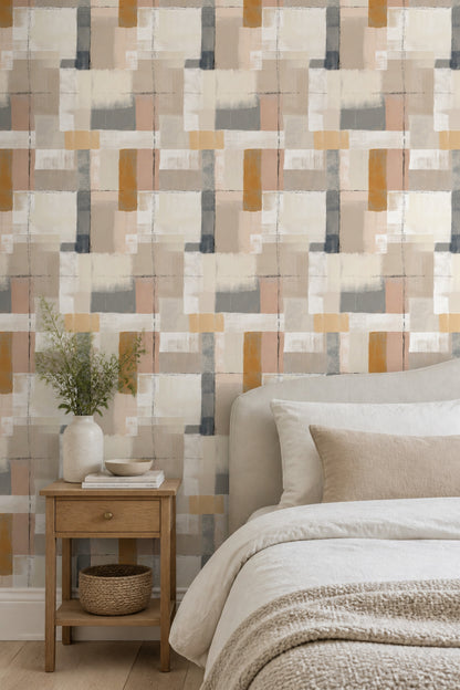 Geometric Wallpaper Abstract Neutral Removable Wall Decor