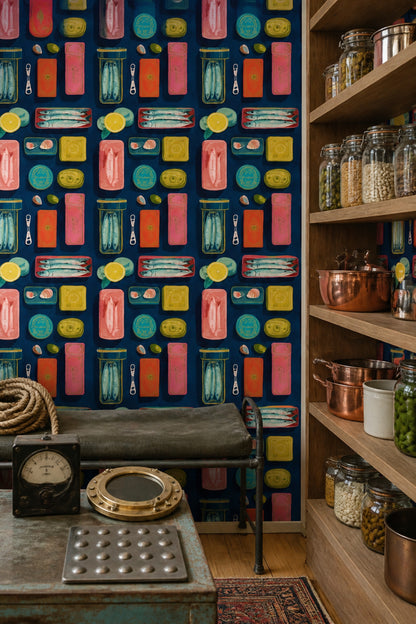 Tinned Fish Wallpaper Sardines Removable Mediterranean Wall Double Roll