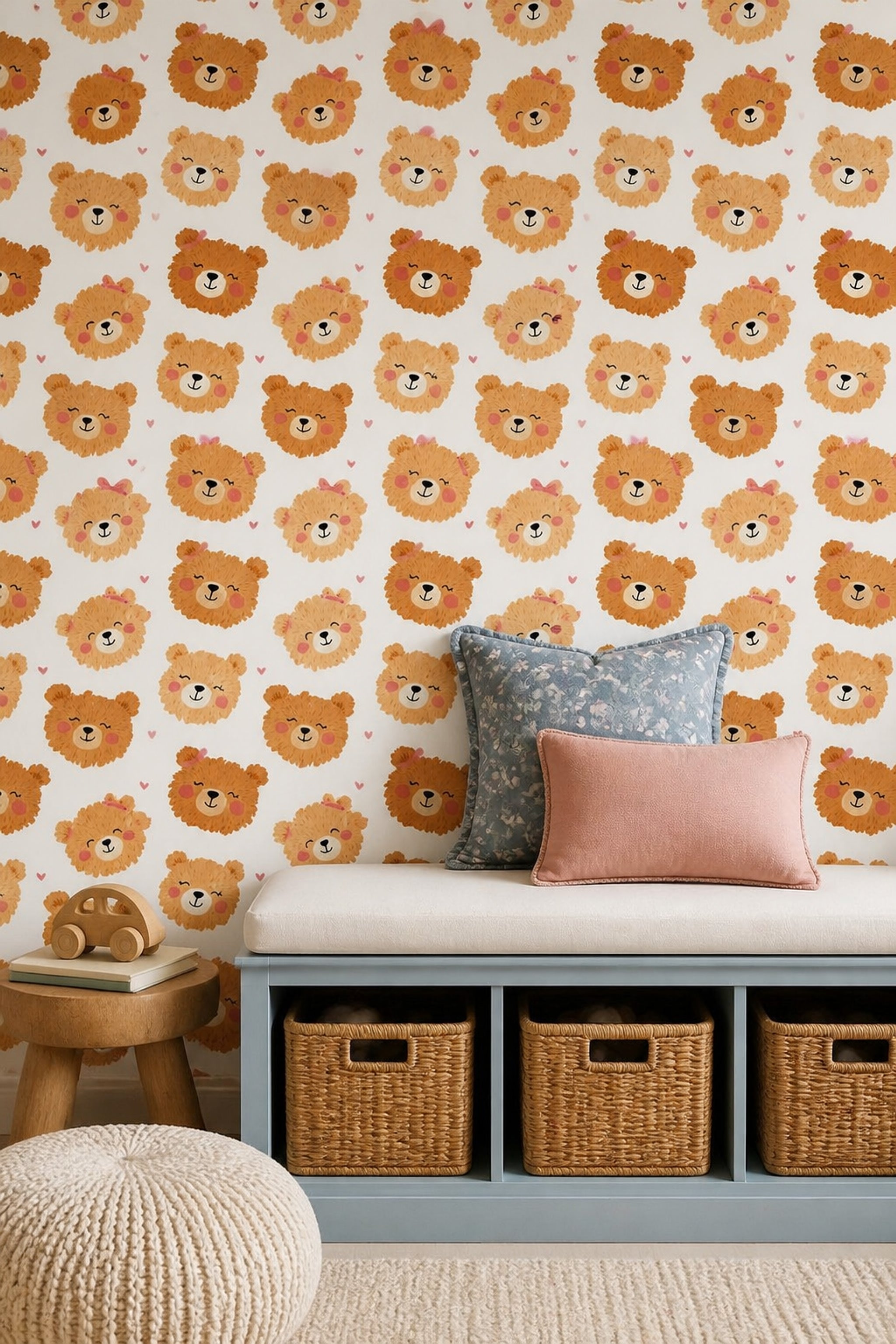 White Background Wallpaper Neutral Removable Kids Wall Double Roll