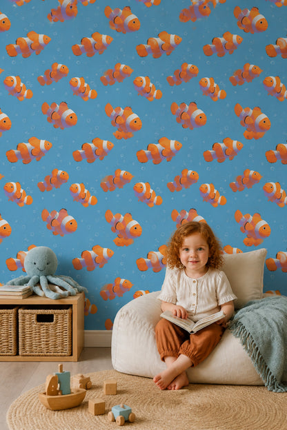 Clownfish Wallpaper Underwater Ocean Removable Wall Decor
