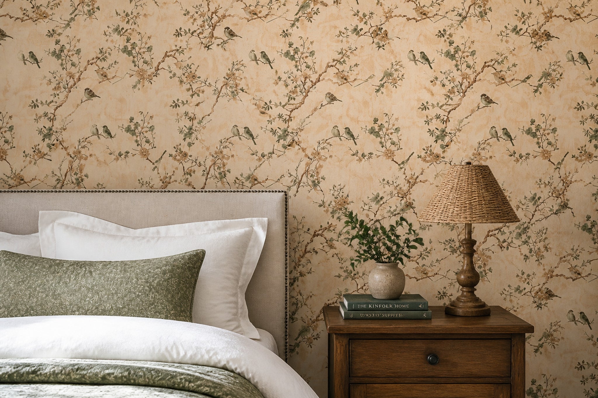 Watercolor Texture Wallpaper Botanical Chinoiserie Removable Wall Decor
