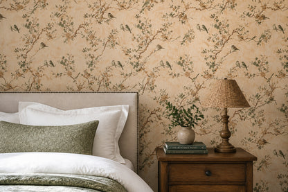 Watercolor Texture Wallpaper Botanical Chinoiserie Removable Wall Decor