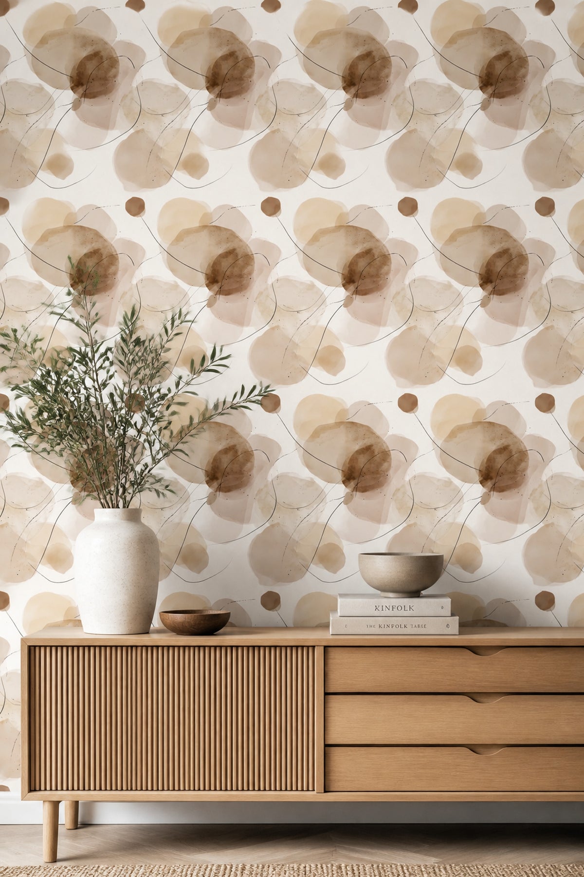 Organic Shapes Wallpaper Watercolor Removable Minimalist Wall Double Roll