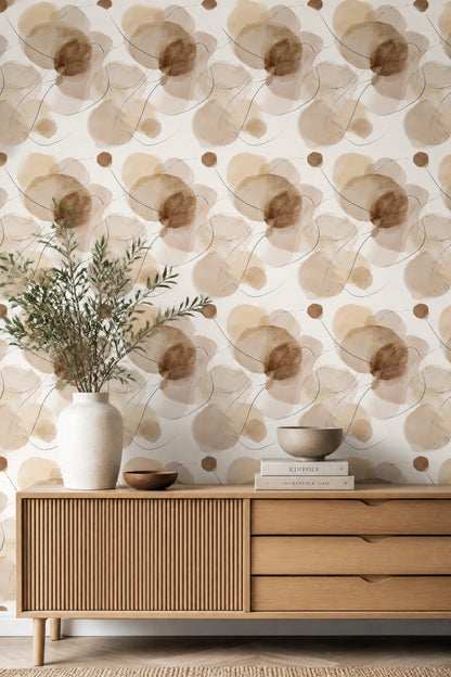 Organic Shapes Wallpaper Watercolor Removable Minimalist Wall Double Roll