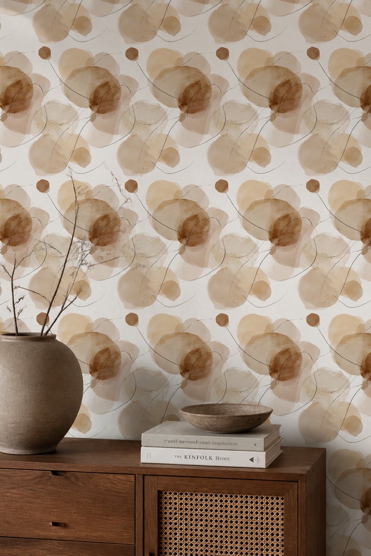 Organic Shapes Wallpaper Watercolor Removable Minimalist Wall Double Roll