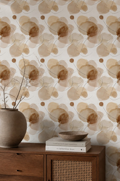 Organic Shapes Wallpaper Watercolor Removable Minimalist Wall Double Roll