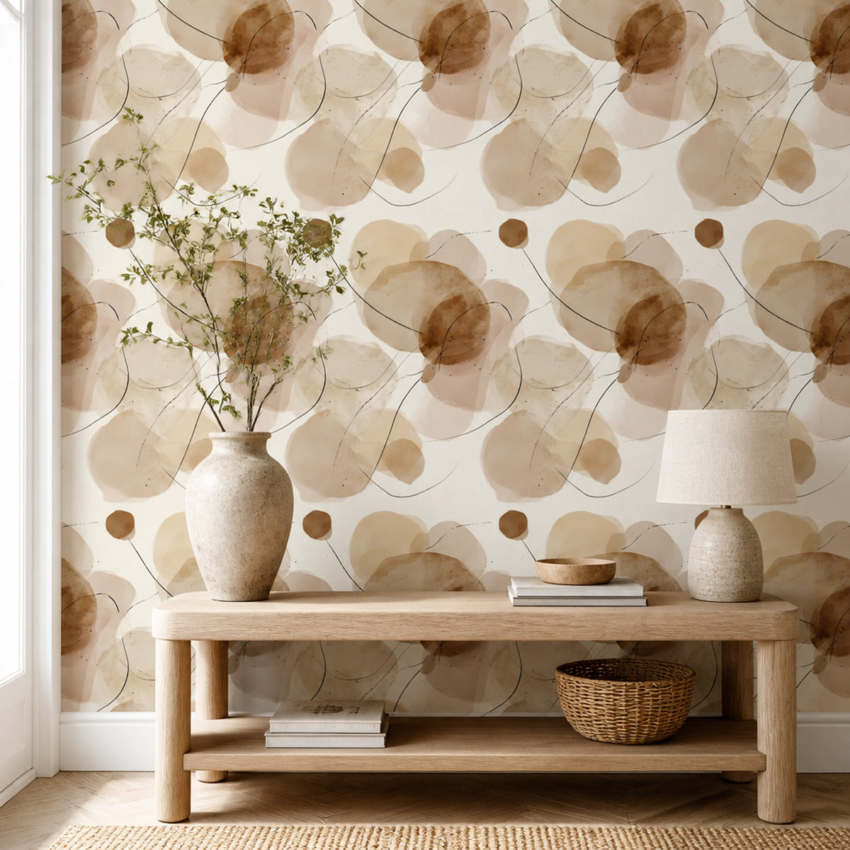 Organic Shapes Wallpaper Watercolor Removable Minimalist Wall Double Roll