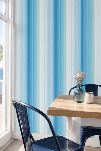 Vertical Stripes Wallpaper Blue Stripes Light Blue Removable Wall Decor