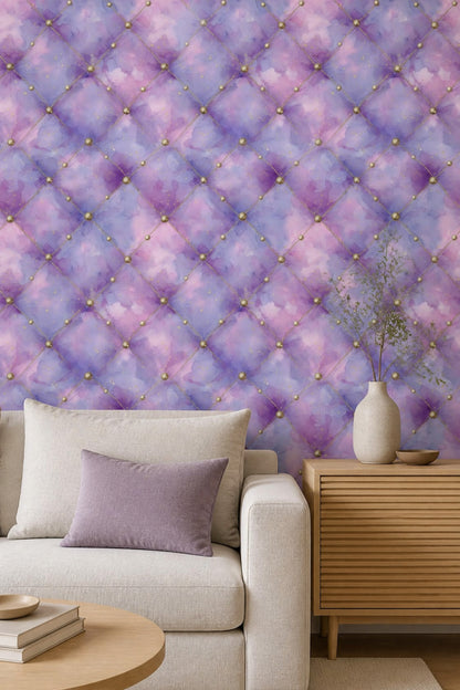 Trellis Wallpaper Lavender Gold Decorative Mural