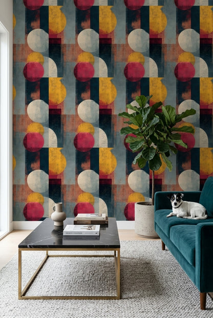 Mid Century Modern Wallpaper Retro Geometric Removable Wall Decor