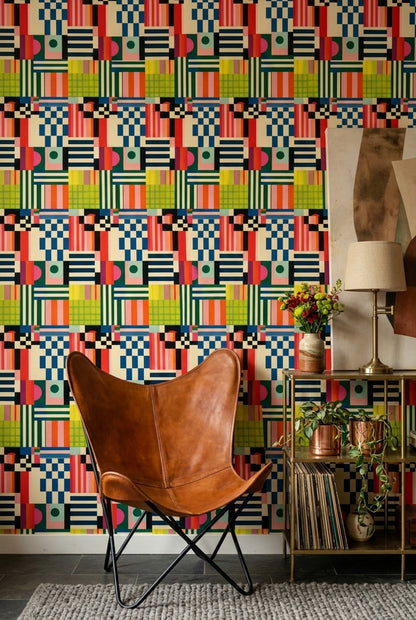 Abstract Geometric Wallpaper Color Block Removable Striped Wall Double Roll