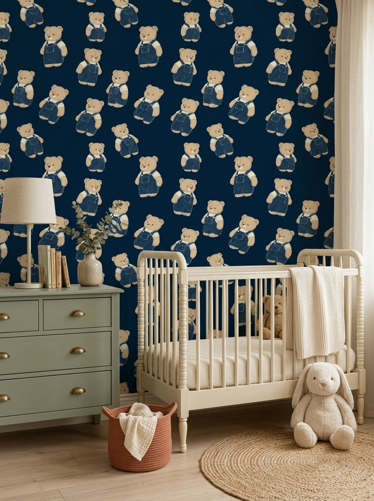 Teddy Bear Wallpaper Children Wallpaper Removable Vintage Illustration Wall Double Roll