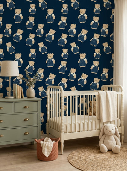 Teddy Bear Wallpaper Children Wallpaper Removable Vintage Illustration Wall Double Roll