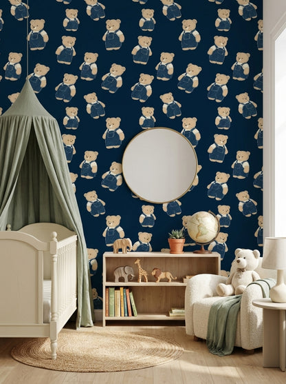 Teddy Bear Wallpaper Children Wallpaper Removable Vintage Illustration Wall Double Roll